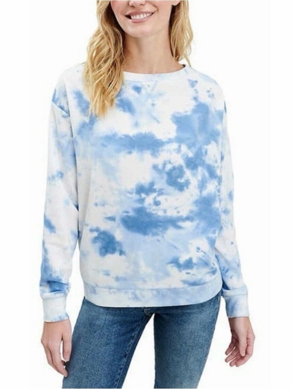 Splendid Women’s Blue Tie Dye Long Sleeve Thermal Top, Size Medium